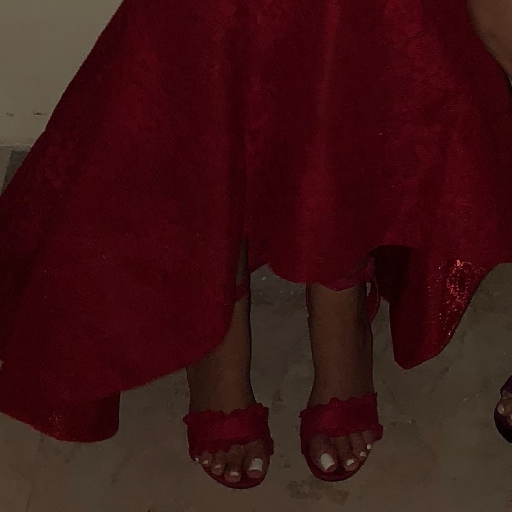 Red Suede Indigo Rd. Block Heels - Picture 5 of 5
